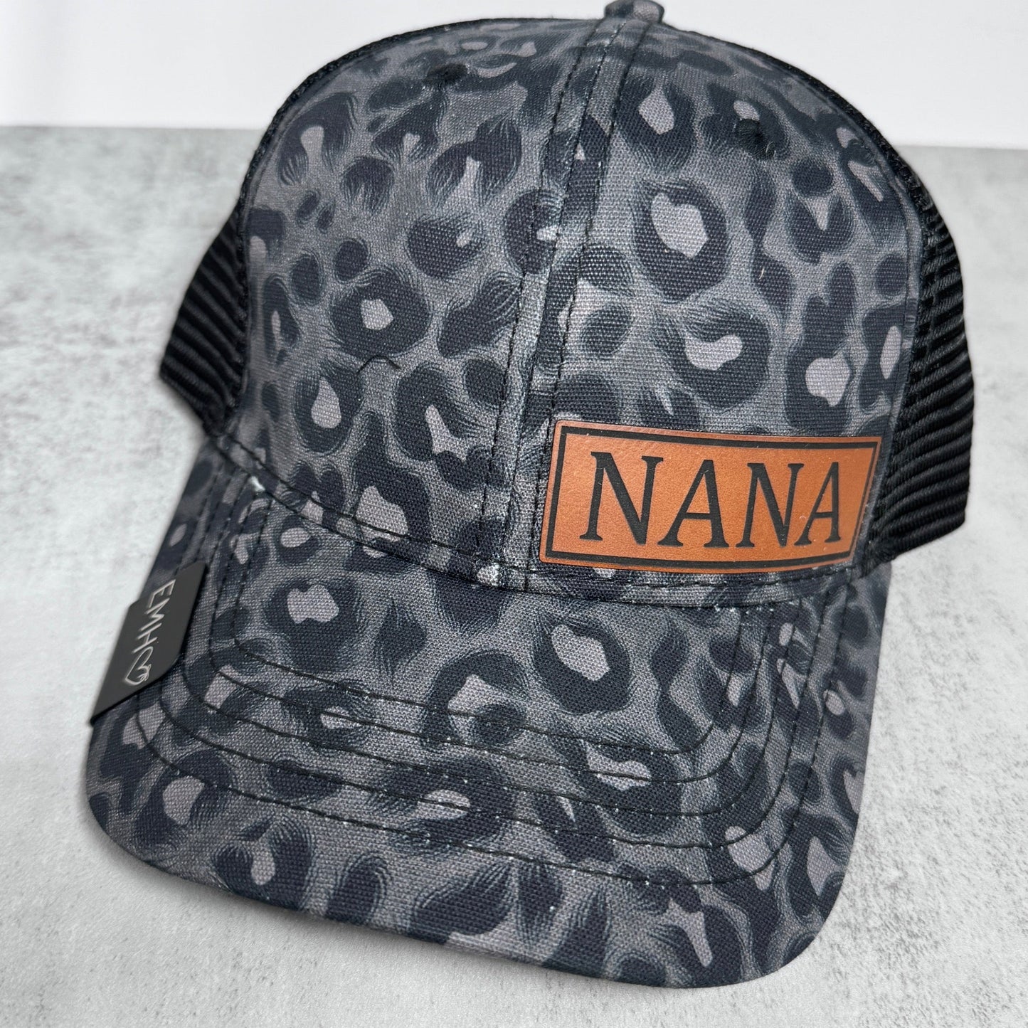 Custom Leopard Print Trucker Hat – Personalized Patch Hat for Nana, Mama, Mimi + More - Embellish My Heart