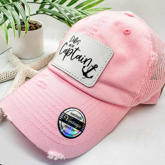 Dibs on the Captain Print Hat Trucker Distressed - Embellish My Heart