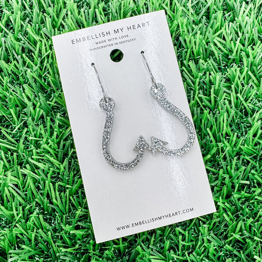 Fishing Hook Earrings – Multicolor & Silver Glitter Options - Embellish My Heart