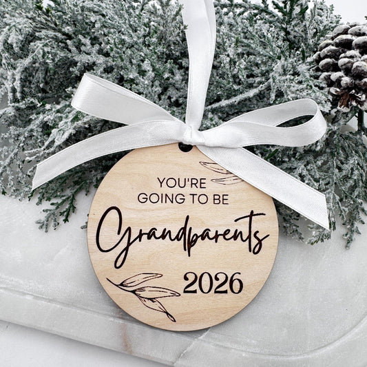 Grandparent Reveal Ornament – Holiday Pregnancy Announcement Keepsake - Embellish My Heart