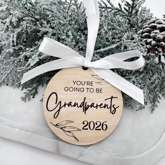 Grandparent Reveal Ornament – Holiday Pregnancy Announcement Keepsake - Embellish My Heart
