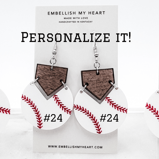 Home Plate All - Star Baseball Earrings – Game Day Jewelry for Moms, Fans + Players (Personalized Option!) - Embellish My Heart