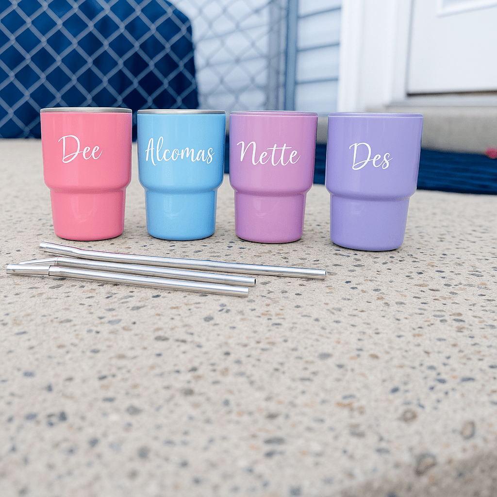 Mini Shot Tumbler with Lid and Straw – 3oz Double - Wall Stainless Steel for Parties, Travel & More - Embellish My Heart