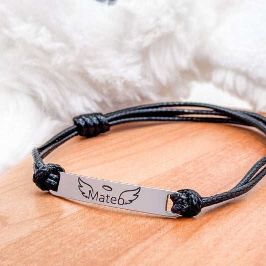 Personalized Angel Baby Memorial Bracelet • Adjustable Cord with Name + Wings - Embellish My Heart