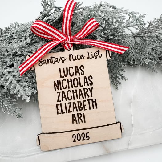 Personalized Santa’s Nice List Ornament | Custom Wooden Holiday Family Keepsake | Christmas Decoration - Embellish My Heart