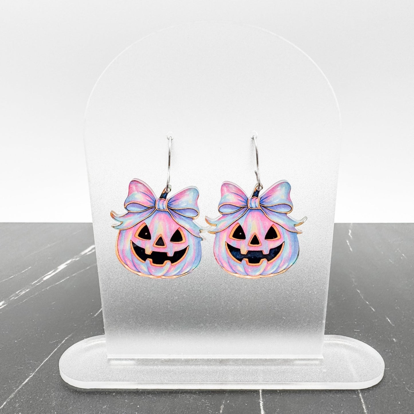 Wholesale Iridescent Pastel Halloween Earrings – Coffee Ghost, Pumpkin Candy Bucket, Witchy Scene | Ready - to - Sell Boutique Jewelry - Embellish My Heart