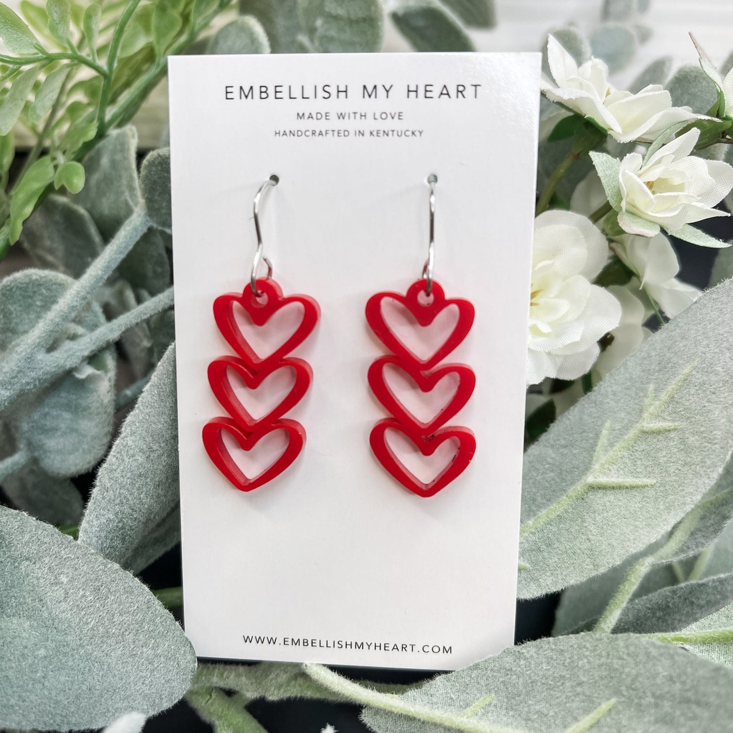 Heart dangle earrings - Embellish My Heart
