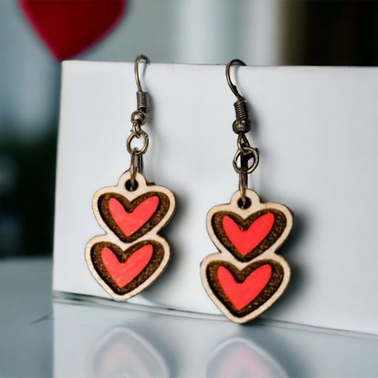 Heart dangle earrings, Stacked Hearts - Embellish My Heart