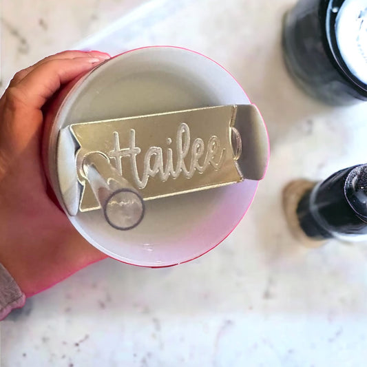 Mirror Tumbler Topper, Personalized Tumbler Name Plate, STAN - Embellish My Heart