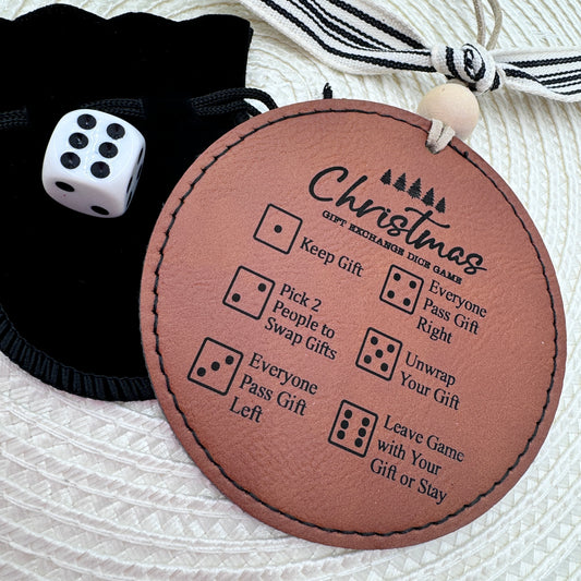 Christmas Gift Exchange Dice Game Ornament with Storage Pouch