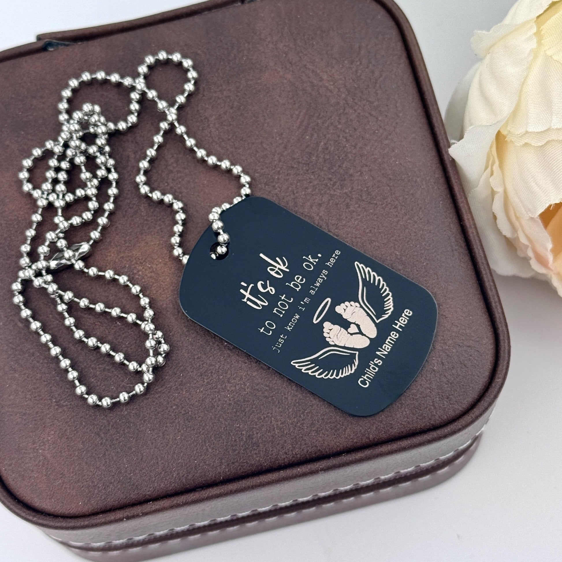 Angel Baby Memorial Dog Tag Necklace – Personalized Infant Loss Keepsake for Parents - Embellish My Heart