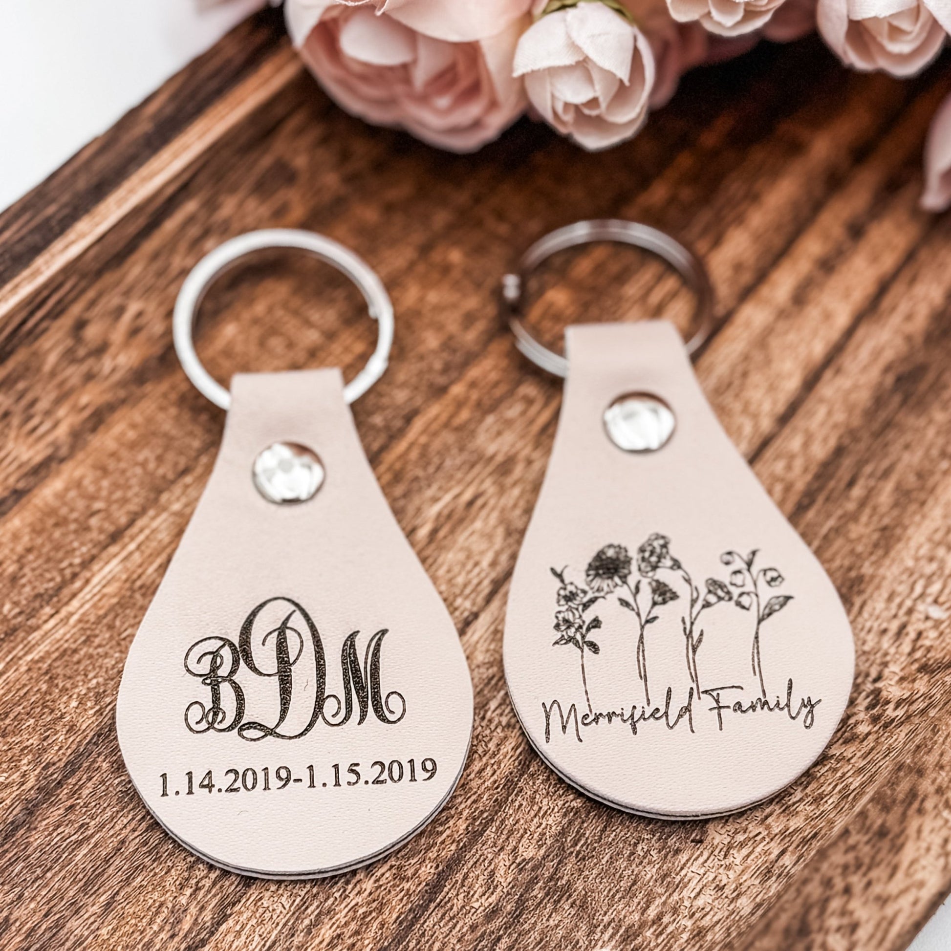 Custom Engraved Leather Keychain – Personalized with Name, Symbol, or Text - Embellish My Heart