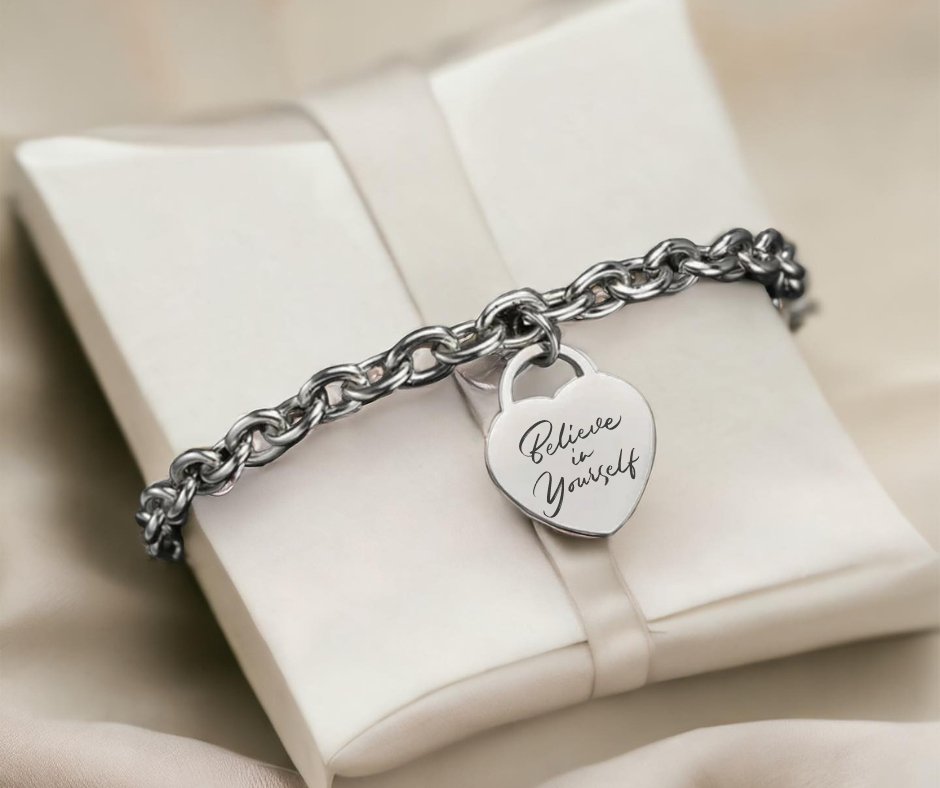 Custom Heart Bracelet Stainless Steel - Embellish My Heart
