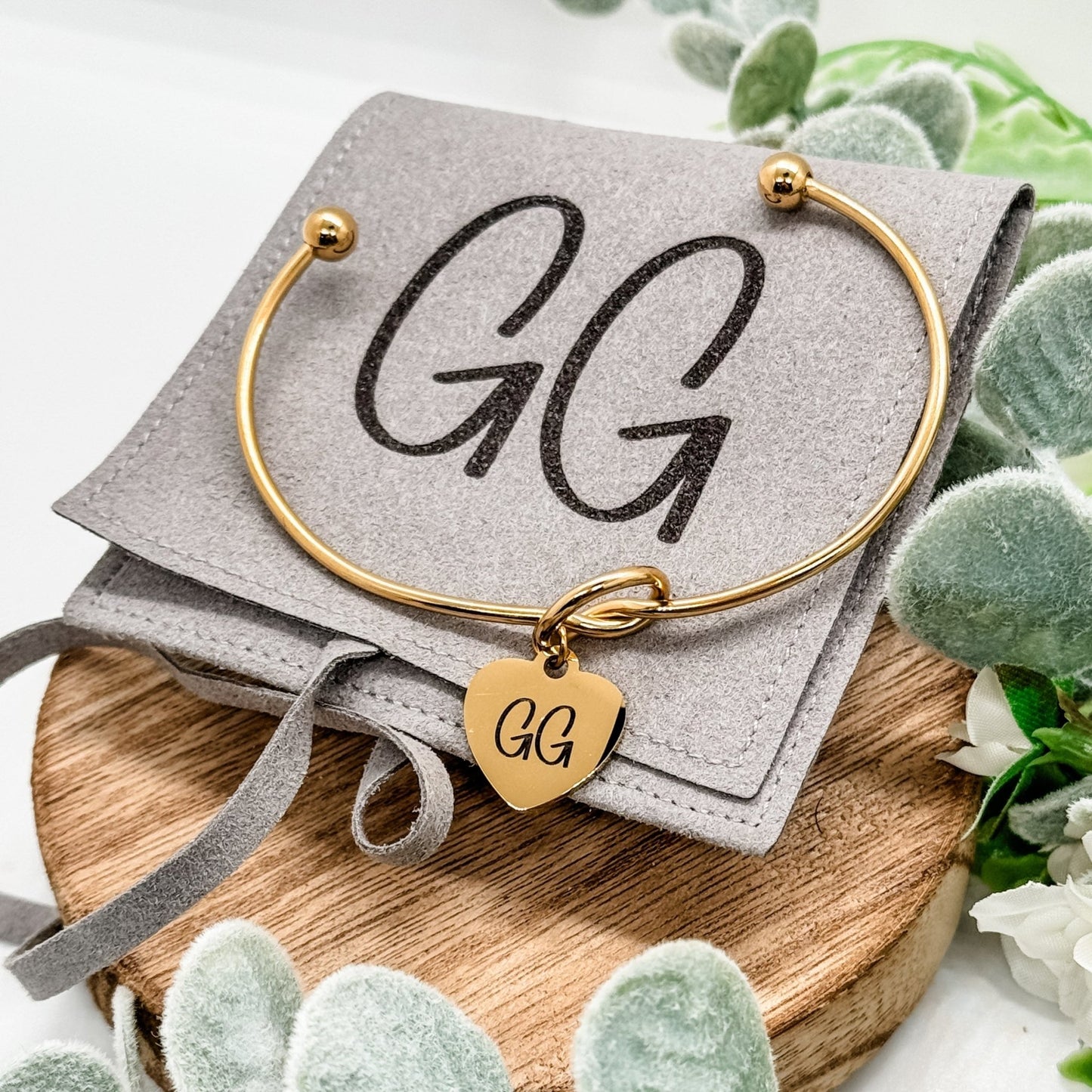 Custom Infinity Knot Heart Bangle Bracelet Stainless Steel - Embellish My Heart