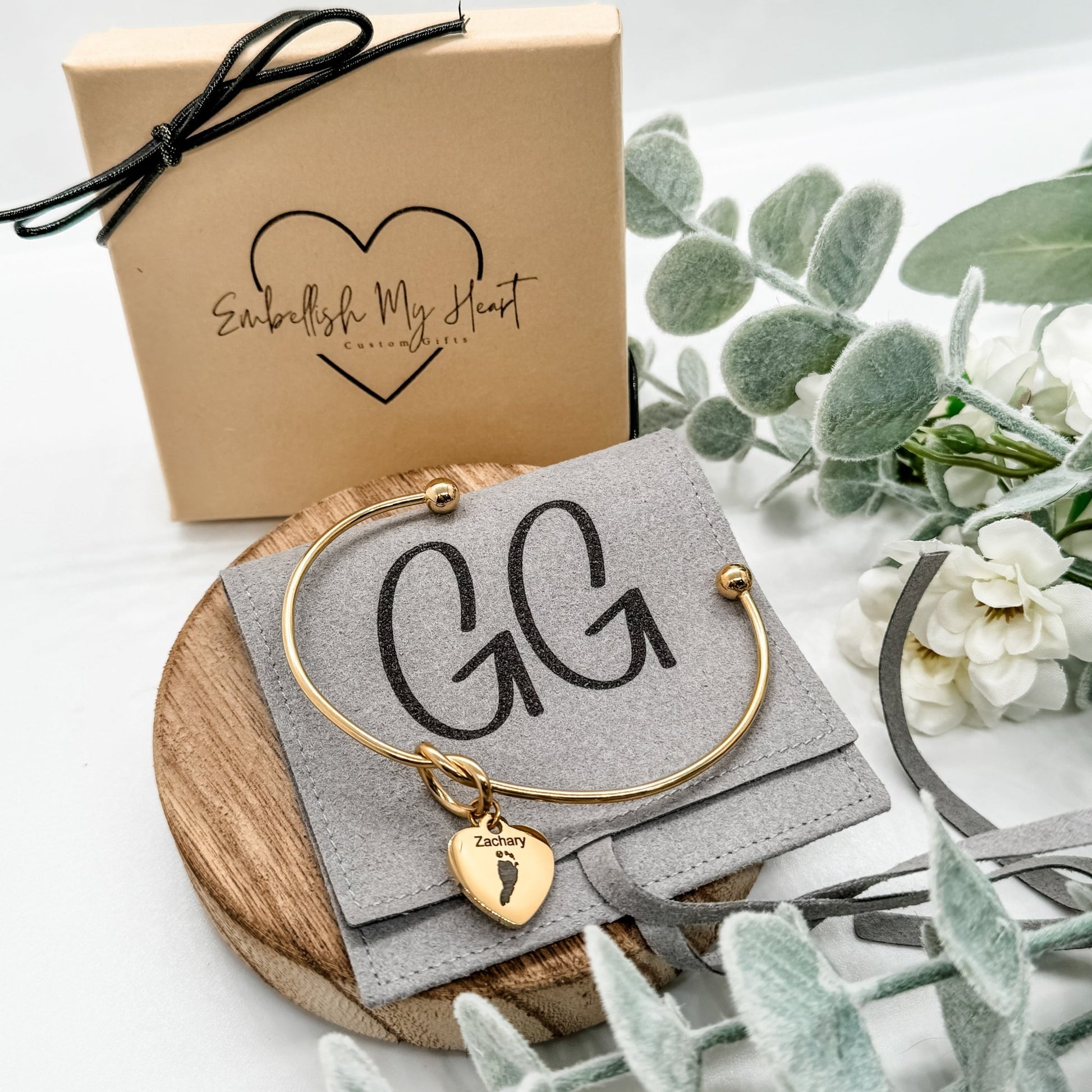 Custom Infinity Knot Heart Bangle Bracelet Stainless Steel - Embellish My Heart