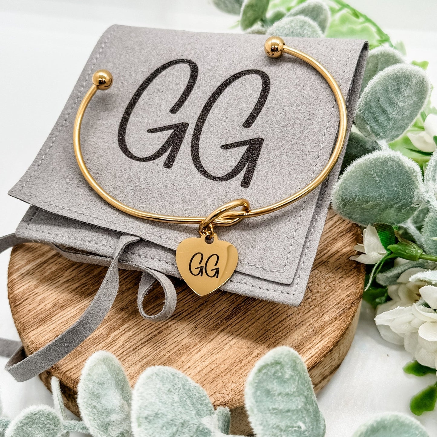 Custom Infinity Knot Heart Bangle Bracelet Stainless Steel - Embellish My Heart