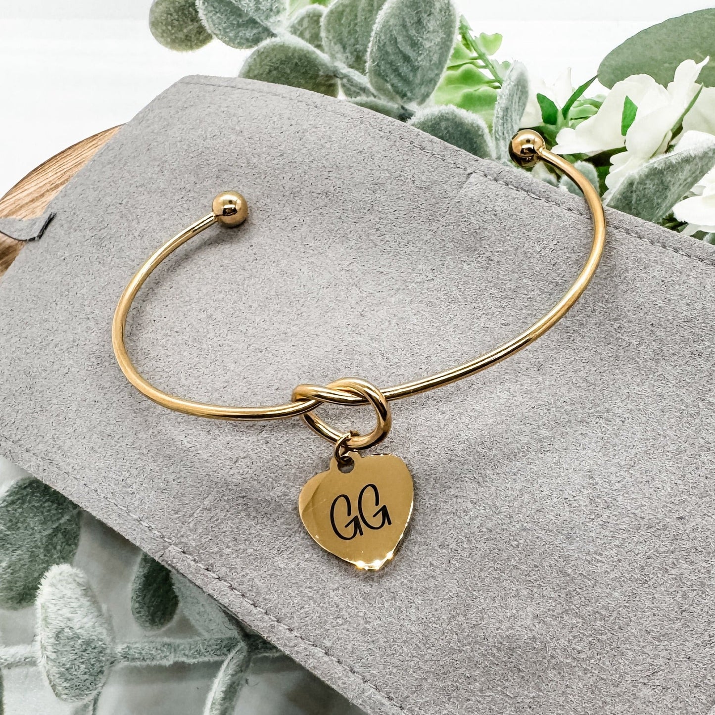 Custom Infinity Knot Heart Bangle Bracelet Stainless Steel - Embellish My Heart