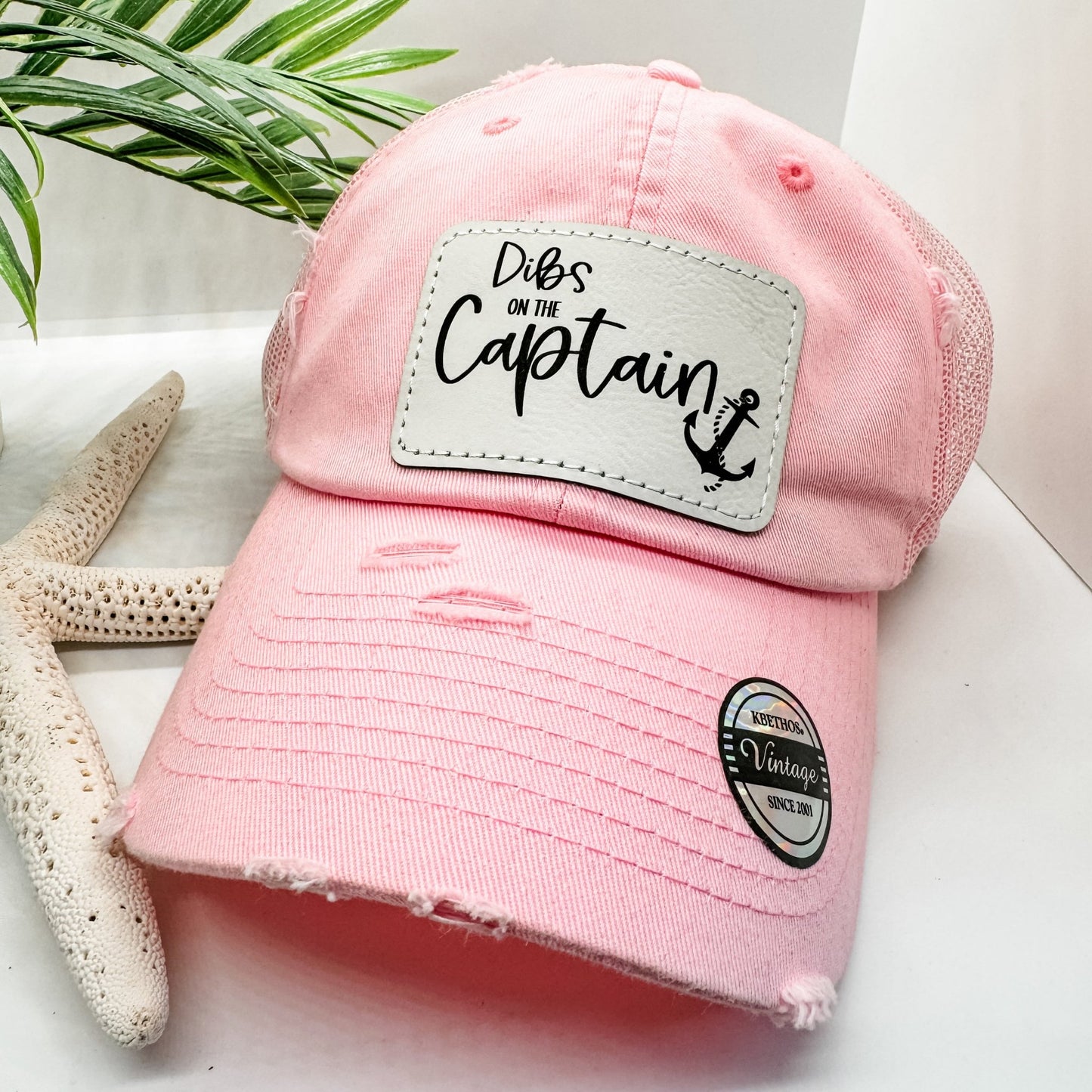 Dibs on the Captain Print Hat Trucker Distressed - Embellish My Heart
