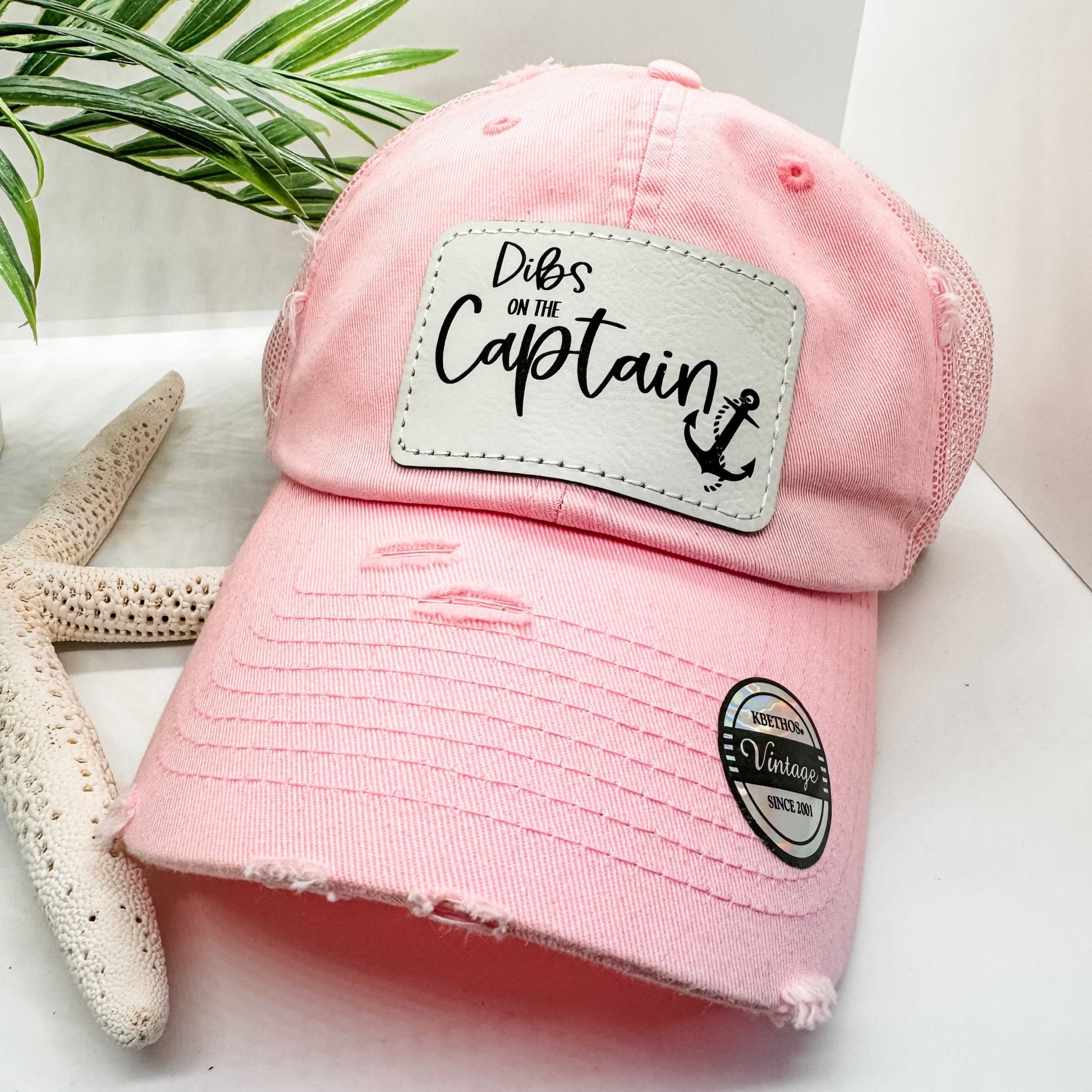 Dibs on the Captain Print Hat Trucker Distressed - Embellish My Heart