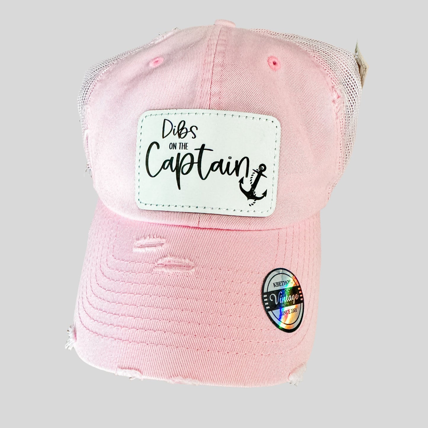 Dibs on the Captain Print Hat Trucker Distressed - Embellish My Heart
