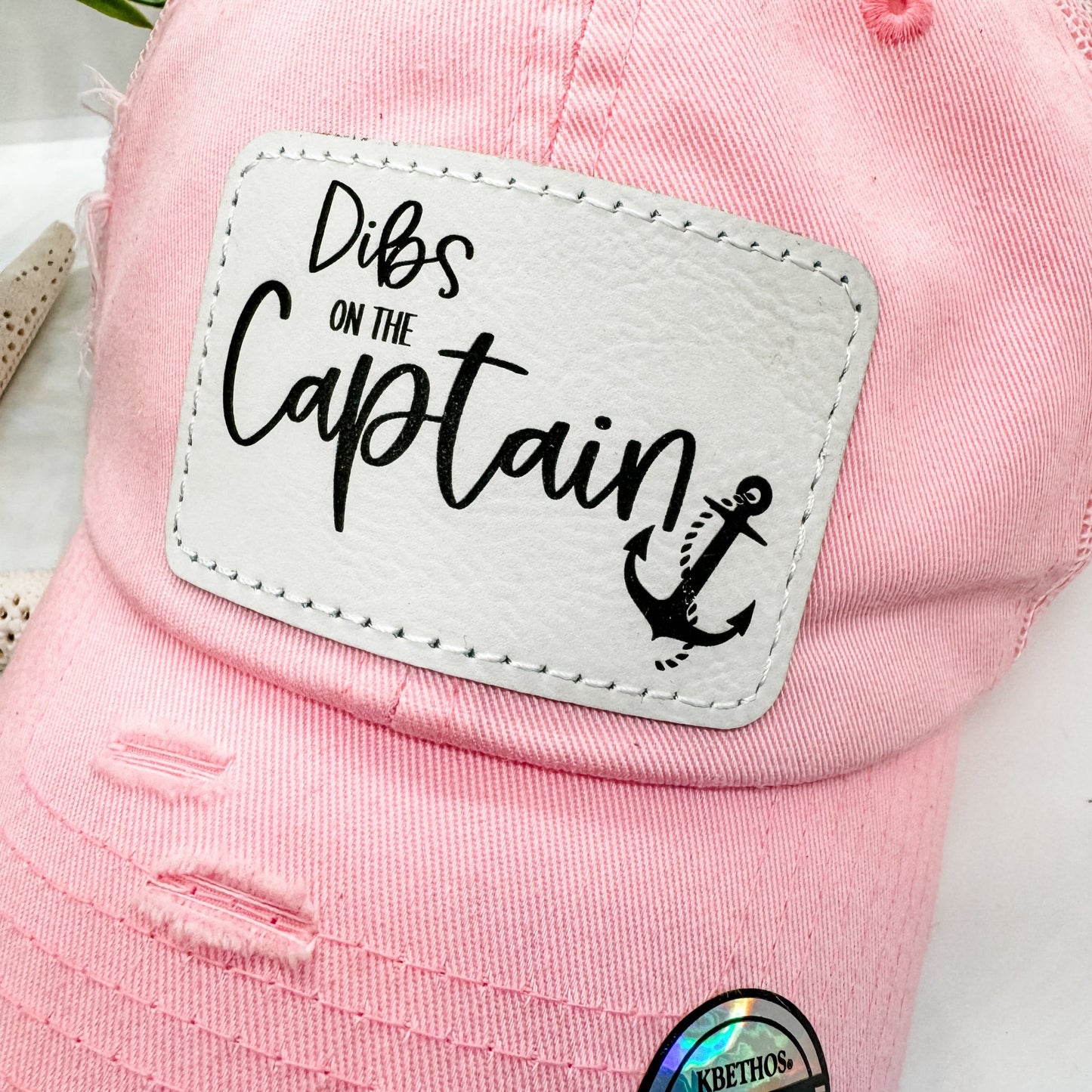 Dibs on the Captain Print Hat Trucker Distressed - Embellish My Heart