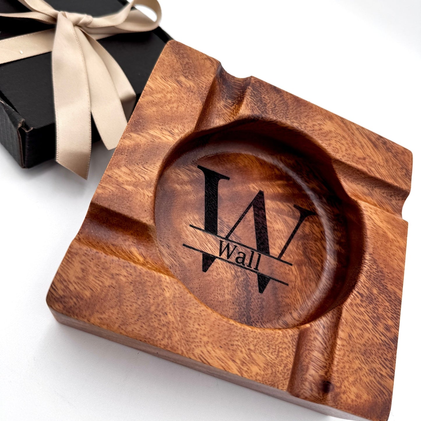 Engraved Wood Cigar Ashtray | Personalized Whiskey Lounge Gift for Him | Custom Men’s Gift, Groomsmen, or Bar Cart Accessory - Embellish My Heart