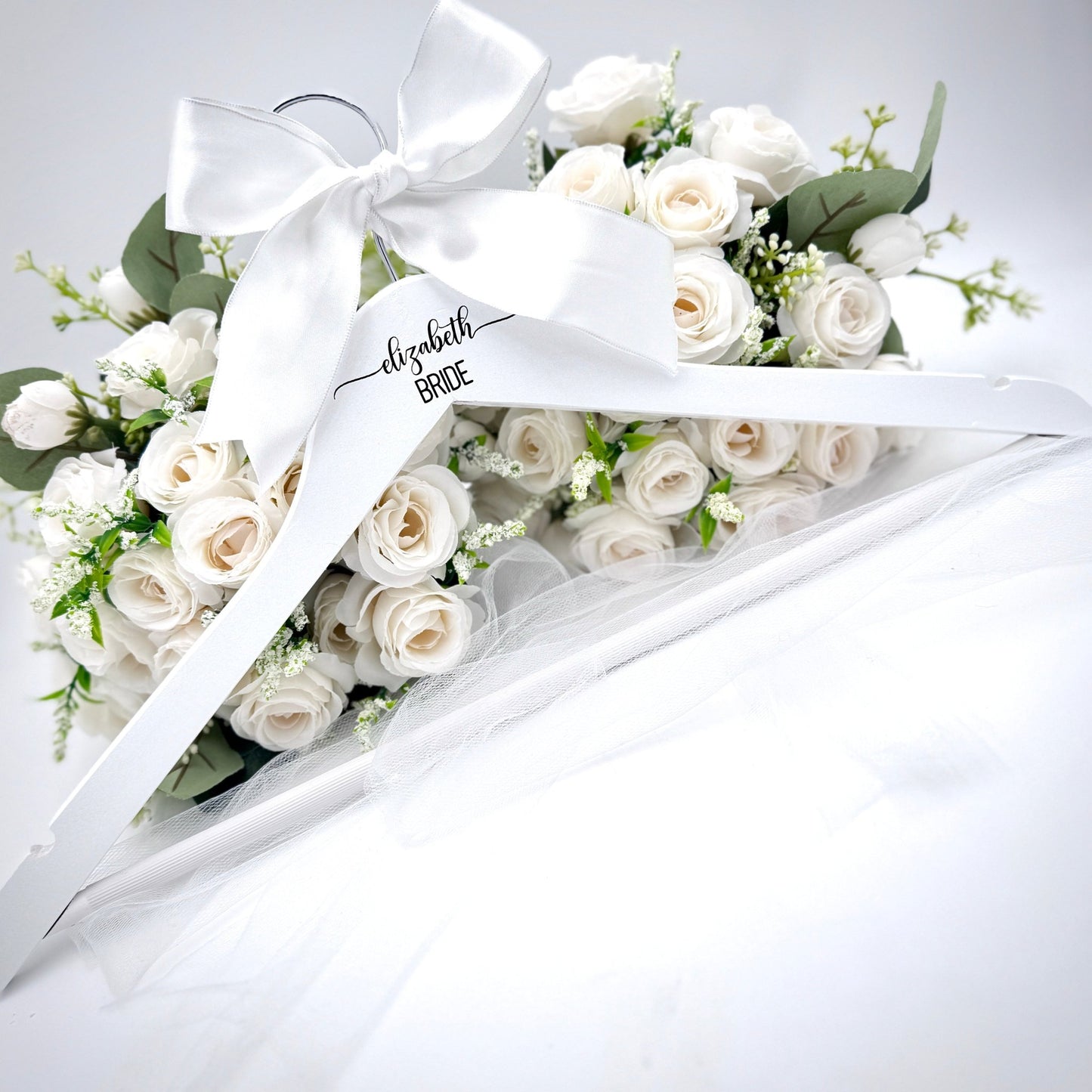 Engraved Wood Wedding Hanger | Personalized Bride & Bridesmaid Hangers | Custom Name Hanger for Wedding Dress Photos | Bridal Party Gift Keepsake - Embellish My Heart