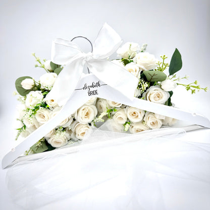 Engraved Wood Wedding Hanger | Personalized Bride & Bridesmaid Hangers | Custom Name Hanger for Wedding Dress Photos | Bridal Party Gift Keepsake - Embellish My Heart