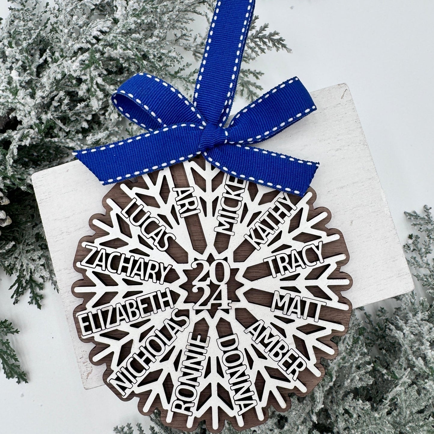 Family Snowflake Ornament - Christmas Tree Ornament with Family Names - Christmas Snowflake Name Ornament - Embellish My Heart