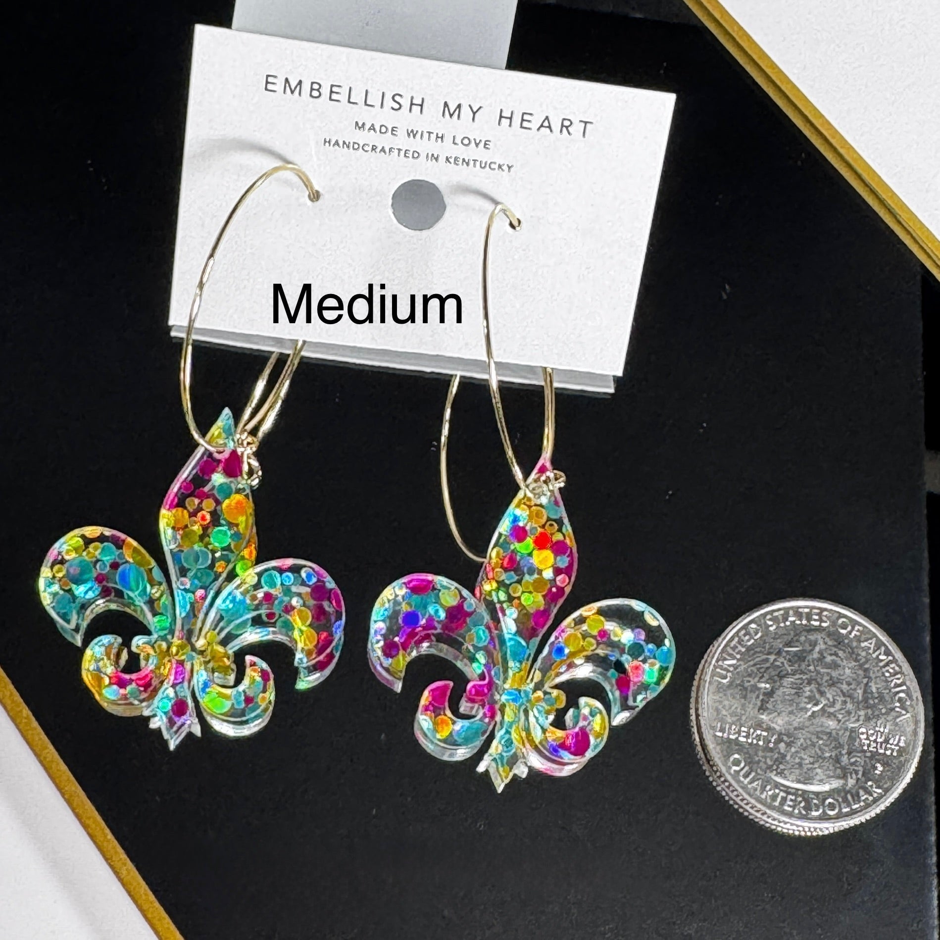 Fleur De Lis Hoop Earrings – Metallic Confetti Dots | Louisville - Inspired Derby Day Style - Embellish My Heart