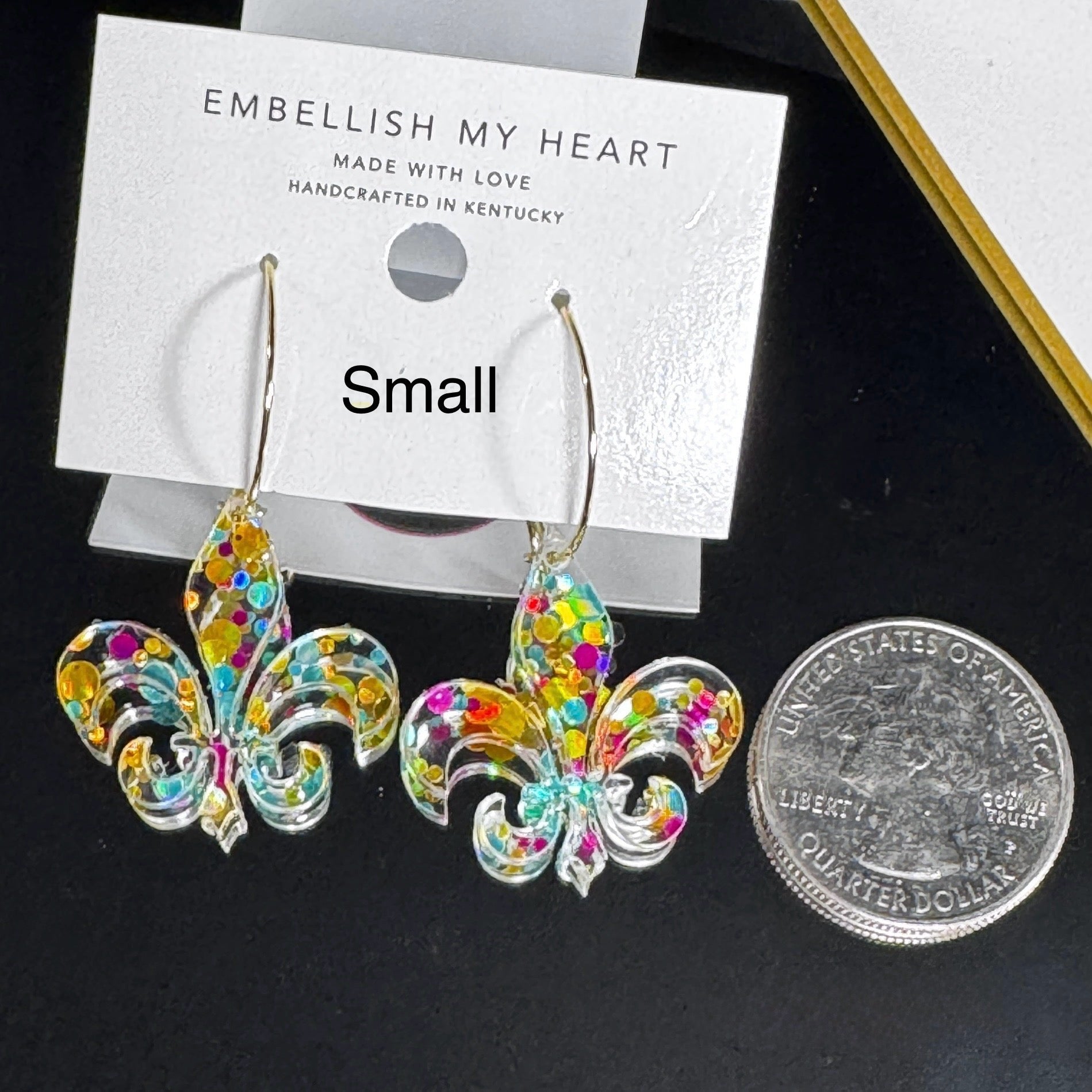 Fleur De Lis Hoop Earrings – Metallic Confetti Dots | Louisville - Inspired Derby Day Style - Embellish My Heart