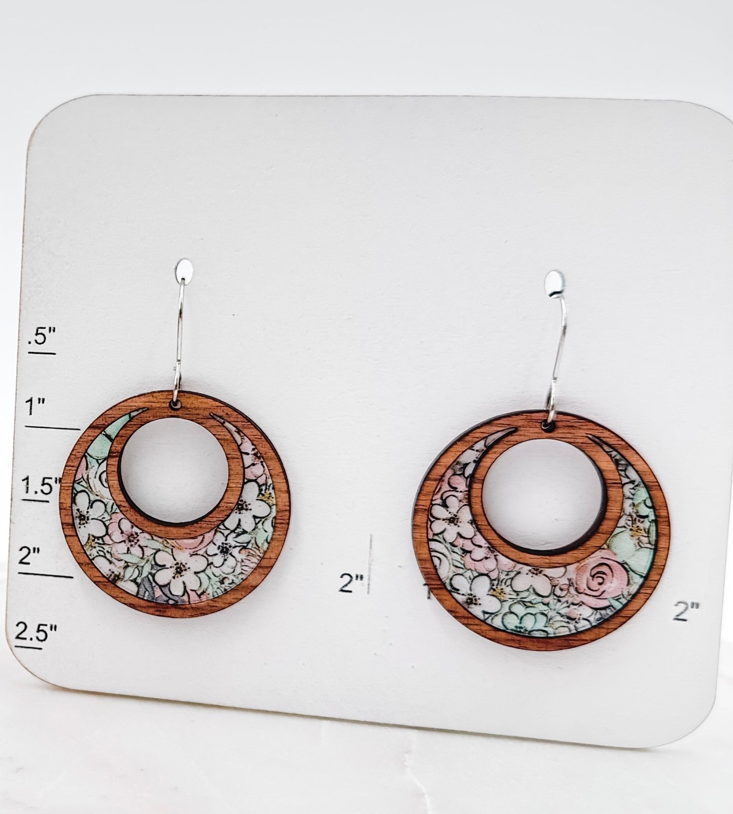 Floral Wood Earrings – Lightweight Handmade Dangles in Drop, Circle, or Modern Square Style - Embellish My Heart