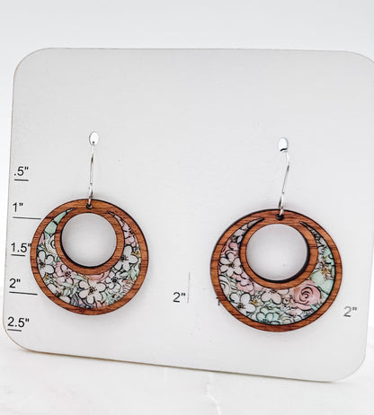 Floral Wood Earrings – Lightweight Handmade Dangles in Drop, Circle, or Modern Square Style - Embellish My Heart