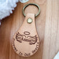 Forever In Our Hearts Keychain – Personalized Memorial Keychain with Angel Wings (Genuine Leather) - Embellish My Heart