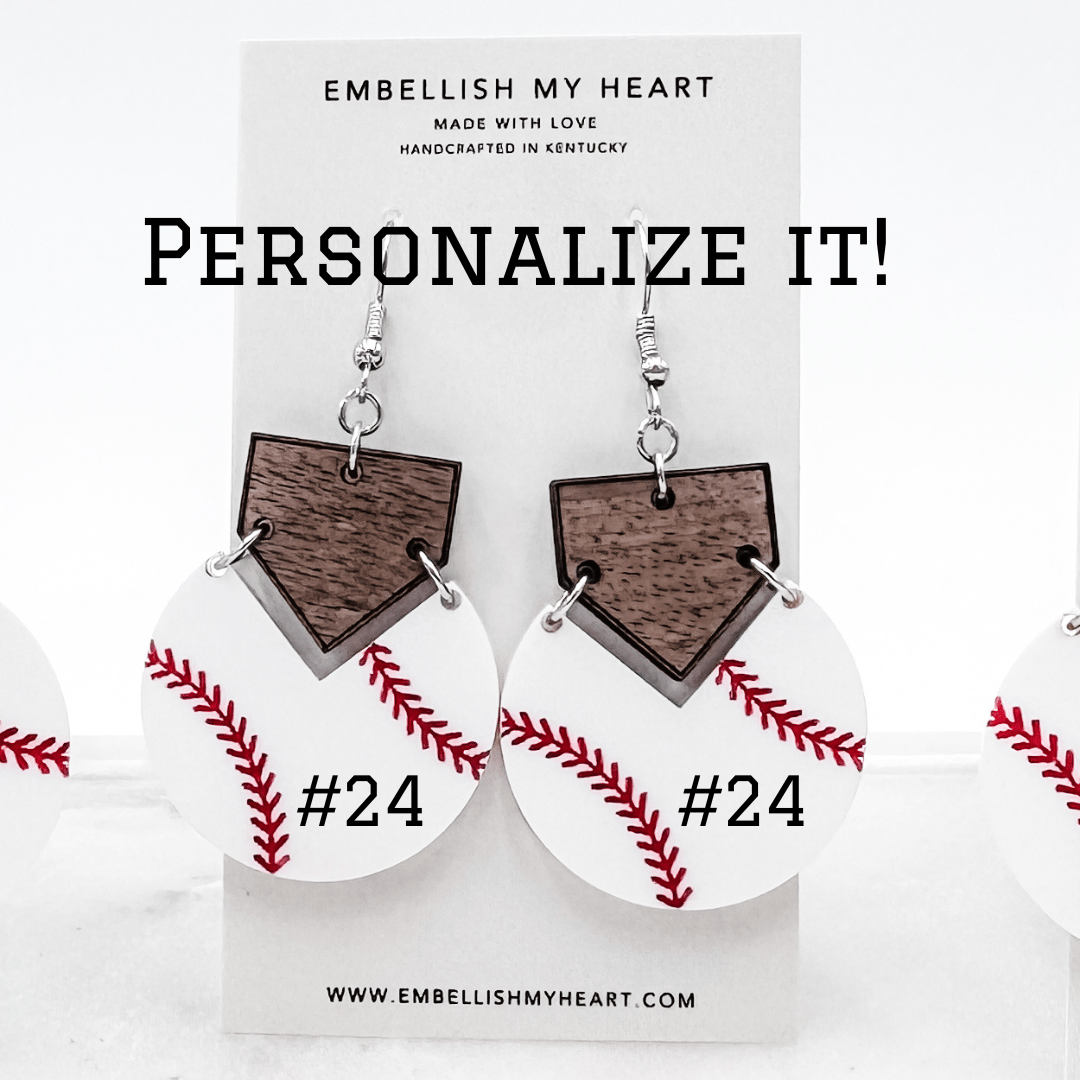 Home Plate All - Star Baseball Earrings – Game Day Jewelry for Moms, Fans + Players (Personalized Option!) - Embellish My Heart