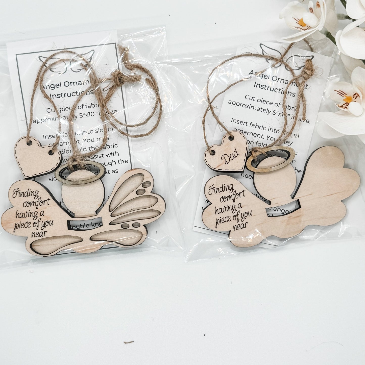 Keepsake Angel Ornament w/ Fabric Space/Angel Memorial Ornament - Embellish My Heart