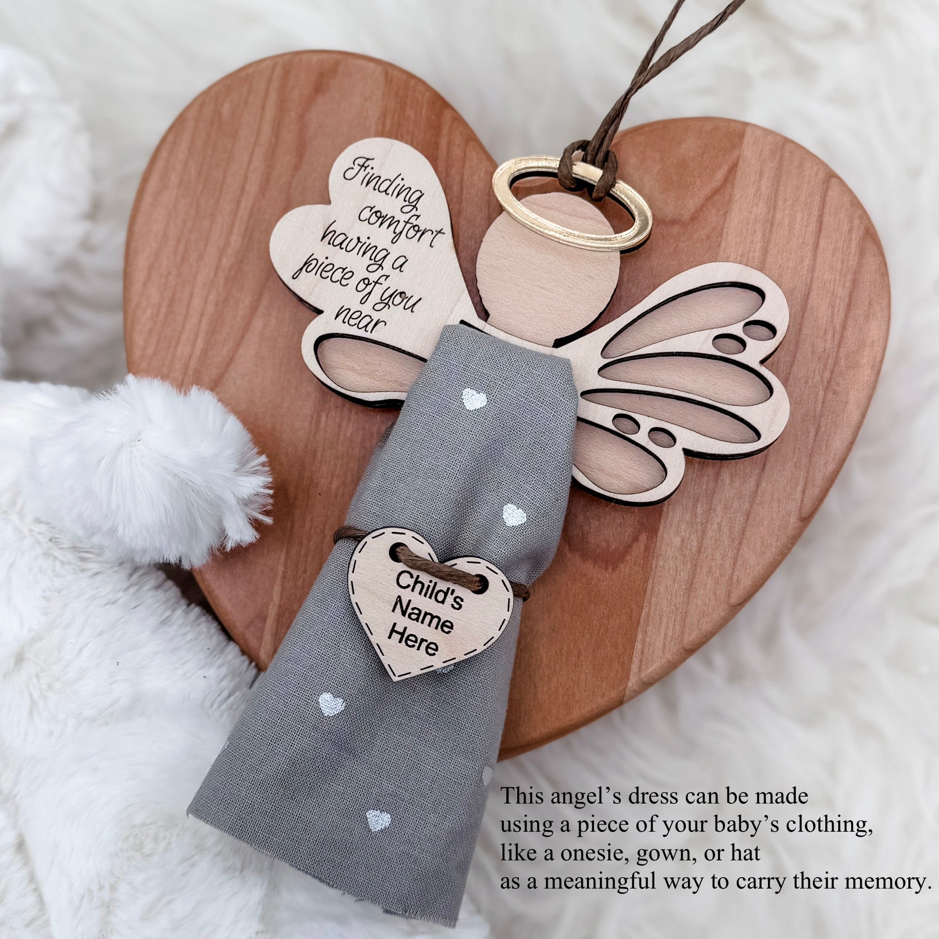 Keepsake Angel Ornament w/ Fabric Space/Angel Memorial Ornament - Embellish My Heart