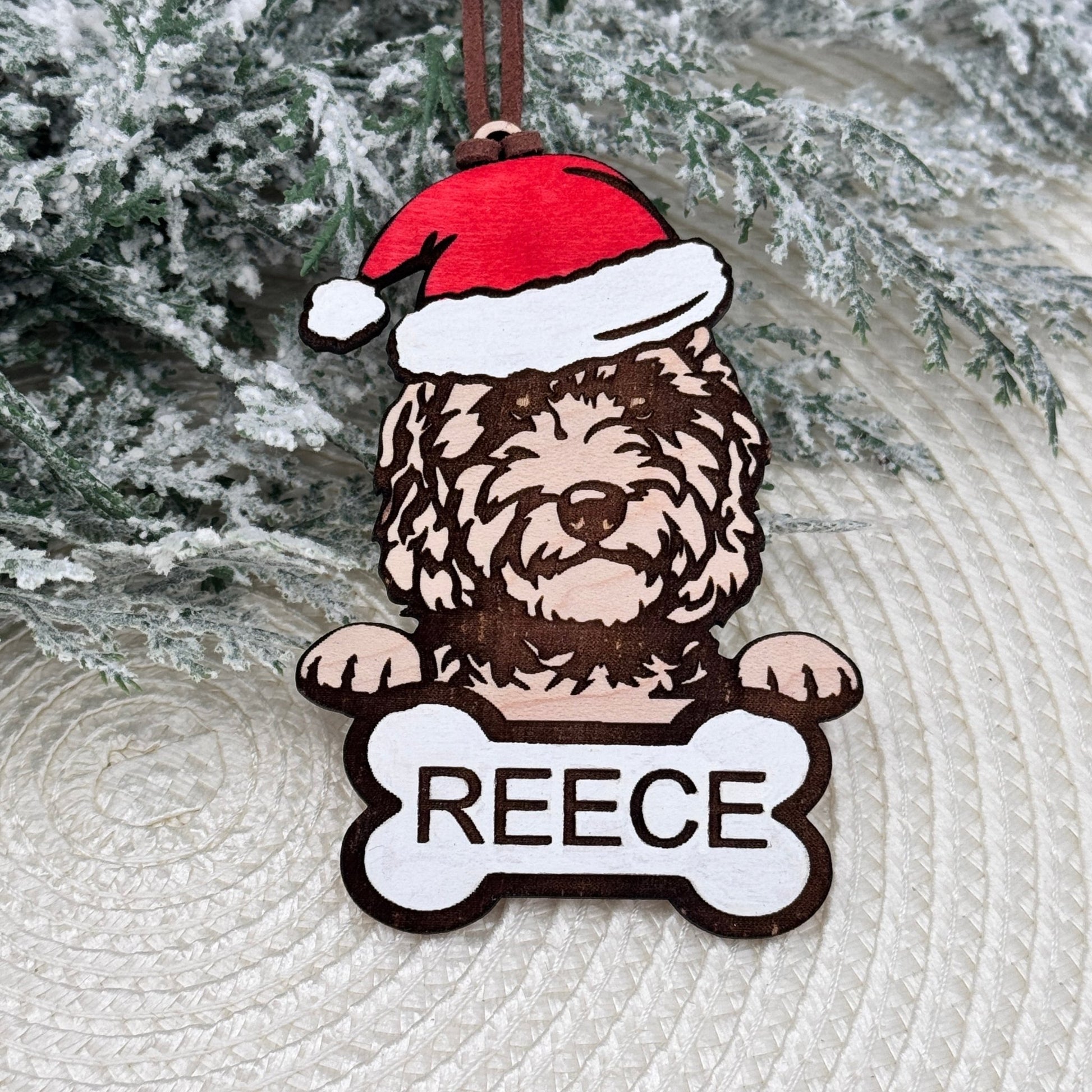 Labradoodle Personalized Ornament with Dog Bone - Embellish My Heart