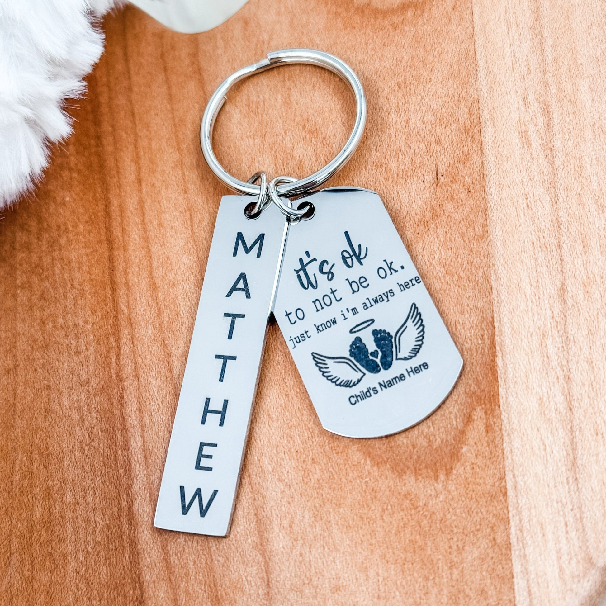 Memorial Keychain – “It’s Ok to Not Be Ok” with Personalized Name Tag - Embellish My Heart