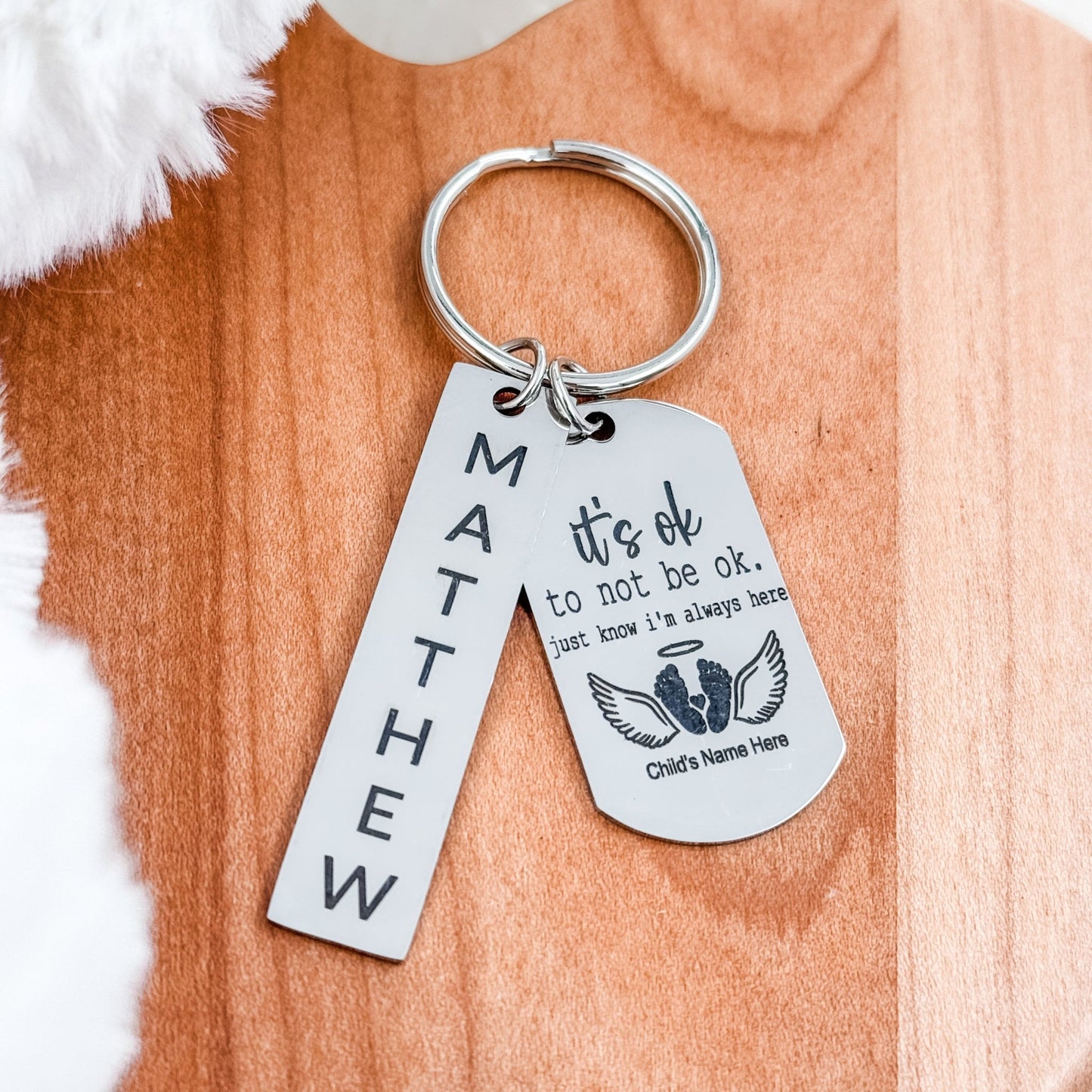 Memorial Keychain – “It’s Ok to Not Be Ok” with Personalized Name Tag - Embellish My Heart