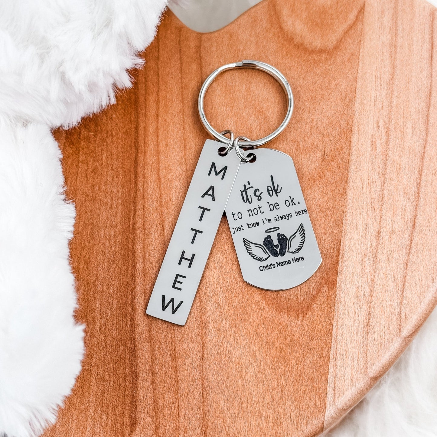 Memorial Keychain – “It’s Ok to Not Be Ok” with Personalized Name Tag - Embellish My Heart