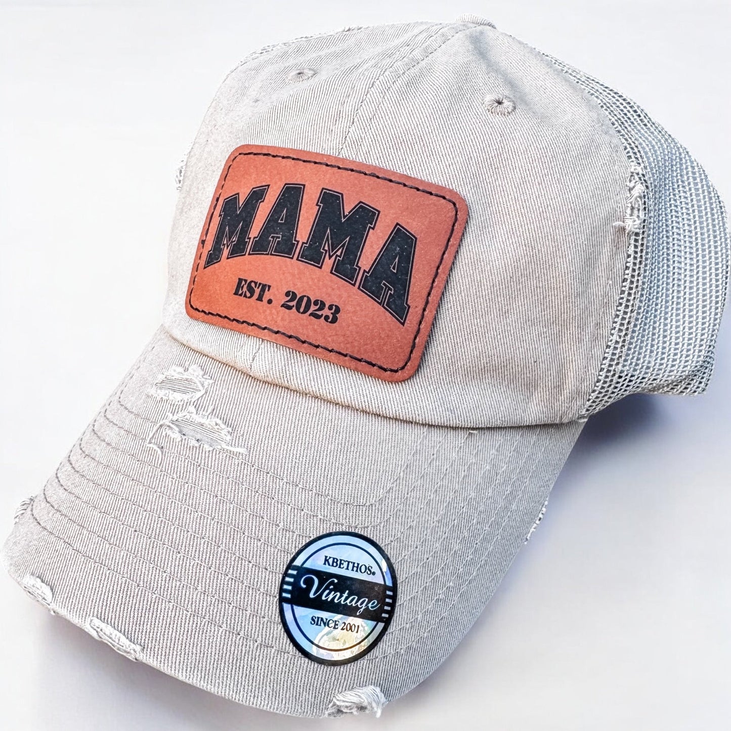 Mom, Mama Custom Hat “MAMA Est. [Year]” Vintage Trucker Hat – Personalized Patch Cap for Moms - Embellish My Heart