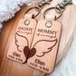 Mommy & Daddy of an Angel Leather Keychain – Personalized Memorial Keychain (Sold Individually or as a Set) - Embellish My Heart