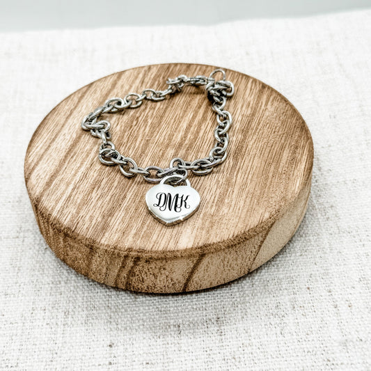 Monogram Heart Bracelet Stainless Steel - Embellish My Heart