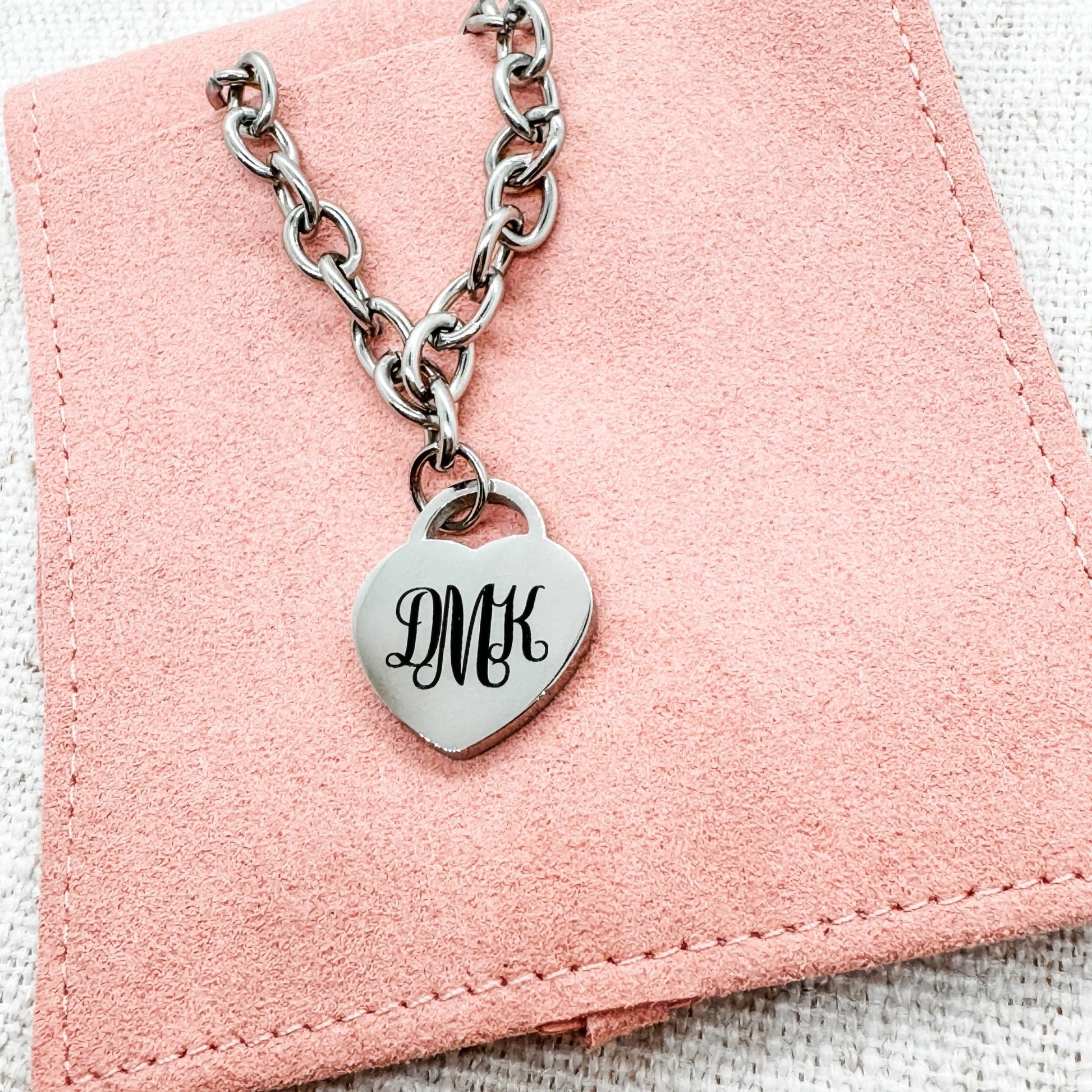 Monogram Heart Bracelet Stainless Steel - Embellish My Heart