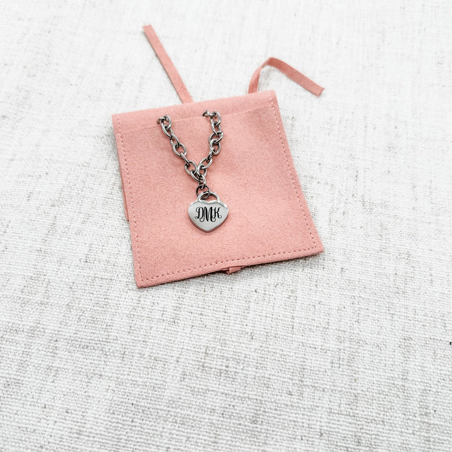 Monogram Heart Bracelet Stainless Steel - Embellish My Heart