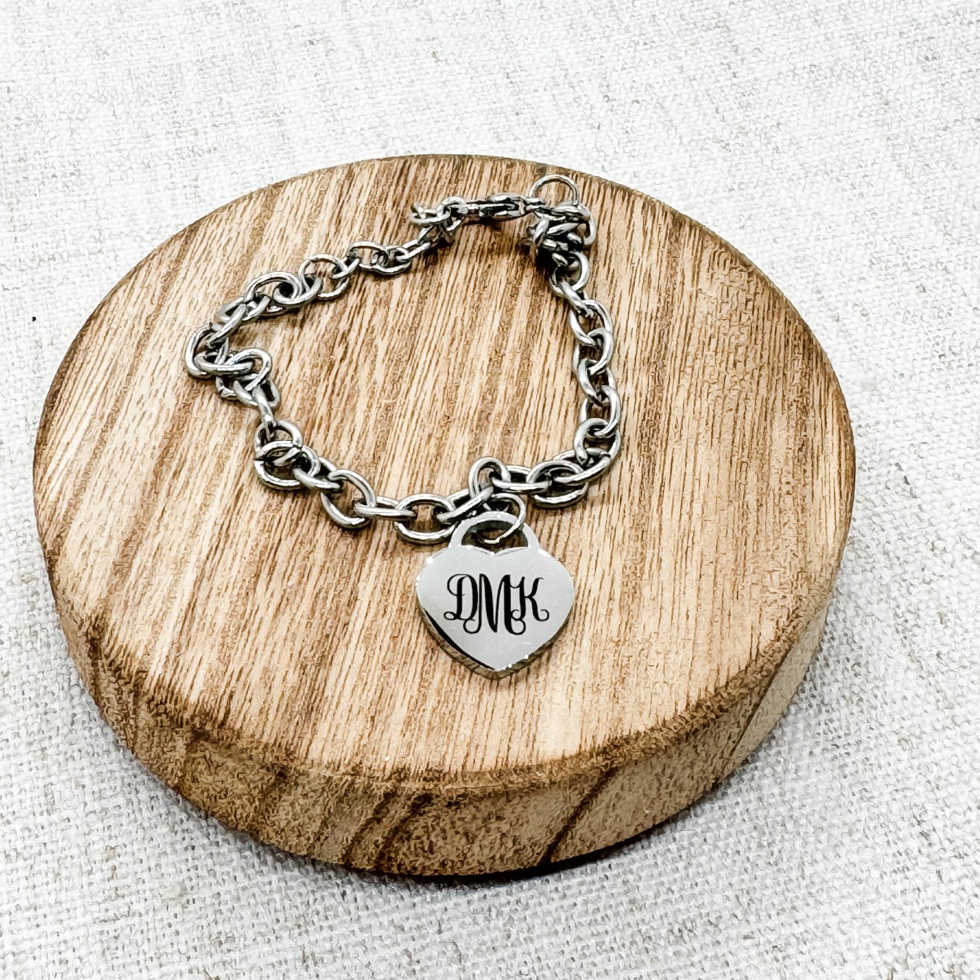 Monogram Heart Bracelet Stainless Steel - Embellish My Heart