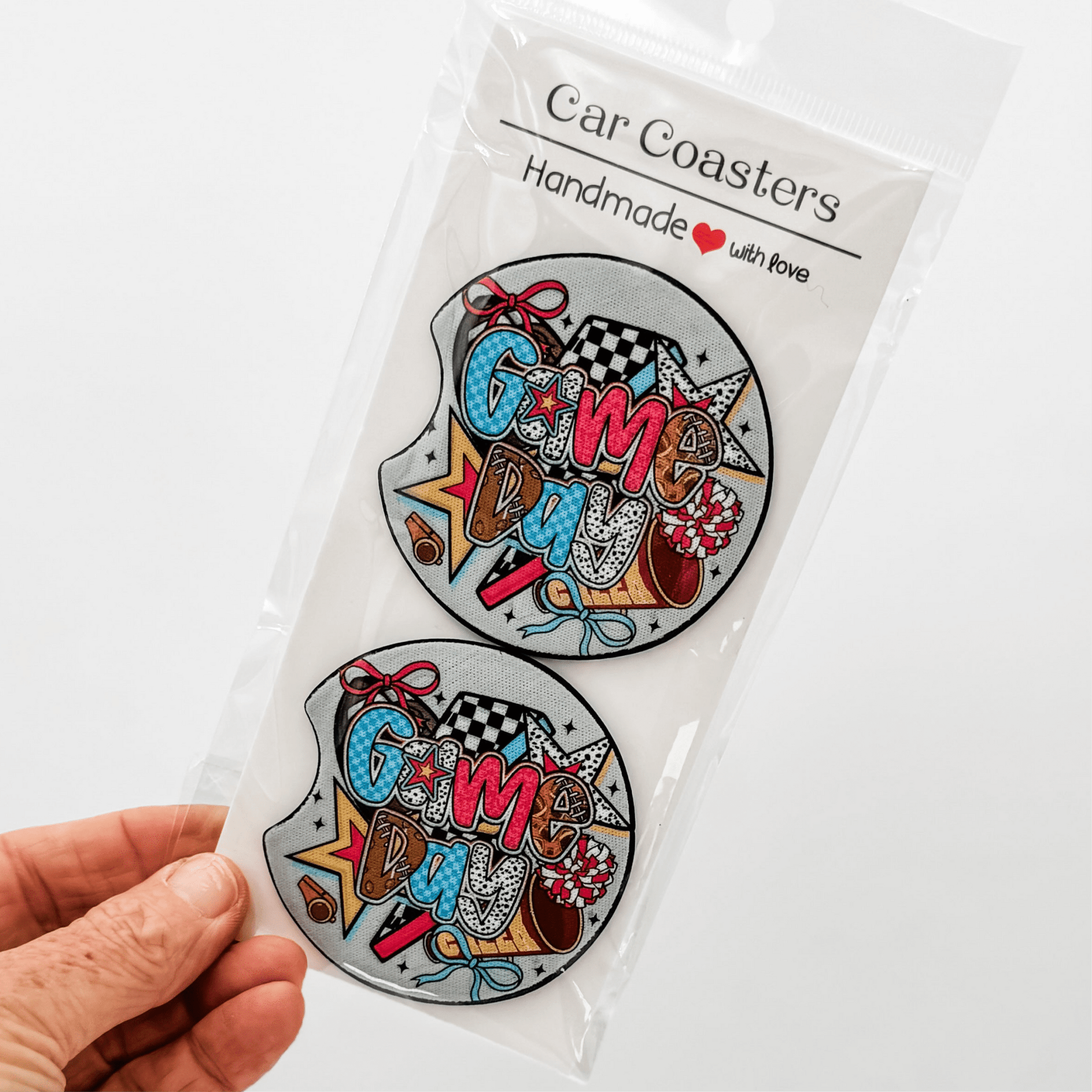 Neoprene Car Coasters Set of 2 | Absorbent Cup Holder Coasters | Cute, Seasonal & Custom Options - Embellish My Heart
