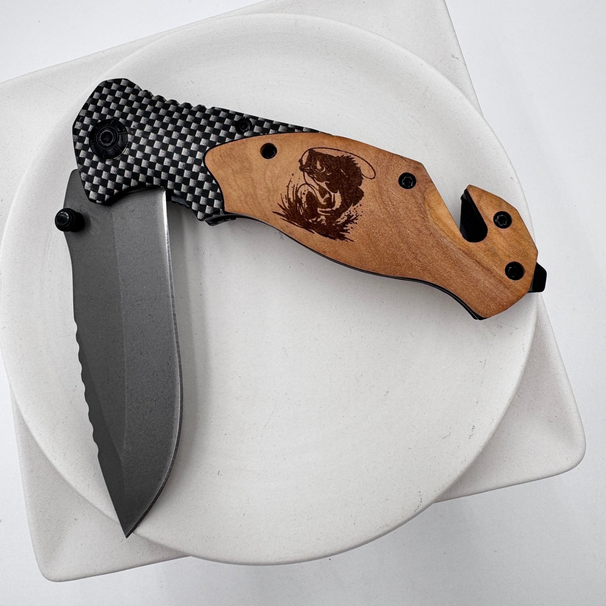 Olive Wood Pocket Knife with Emergency Tools – Engravable, Multi - Functional Folding Knife - Embellish My Heart