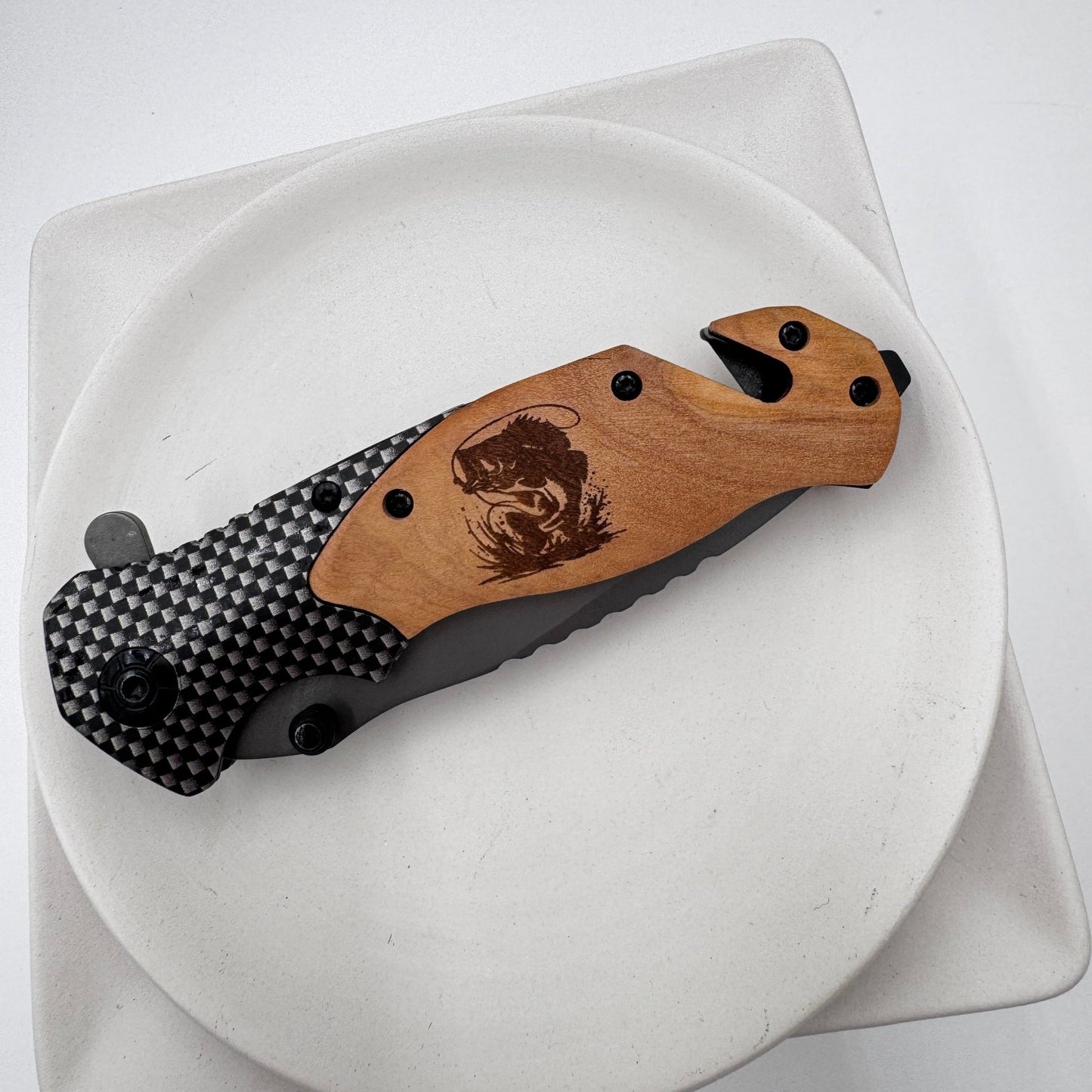 Olive Wood Pocket Knife with Emergency Tools – Engravable, Multi - Functional Folding Knife - Embellish My Heart